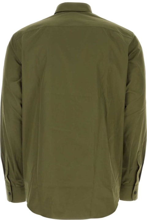 Clothing Sale for Men Prada Army Green Poplin Shirt