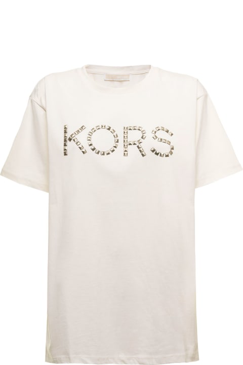 Fashion for Women MICHAEL Michael Kors M Michael Kors Woman's White Organic Cotton T-shirt With Studded Logo
