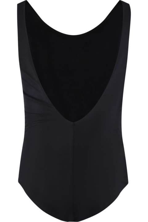 ガールズ 水着 MM6 Maison Margiela Black Swimsuit For Girl With Logo