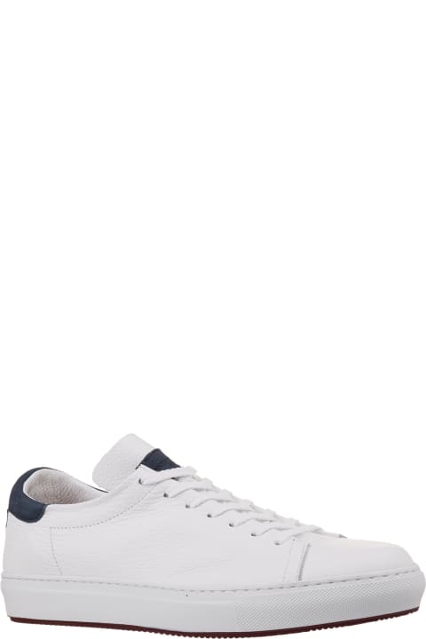 Sneakers for Men Andrea Ventura White Leather Sneakers With Blue Spoiler