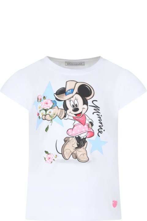 T-Shirts & Polo Shirts for Girls Monnalisa White T-shirt For Girl With Minnie