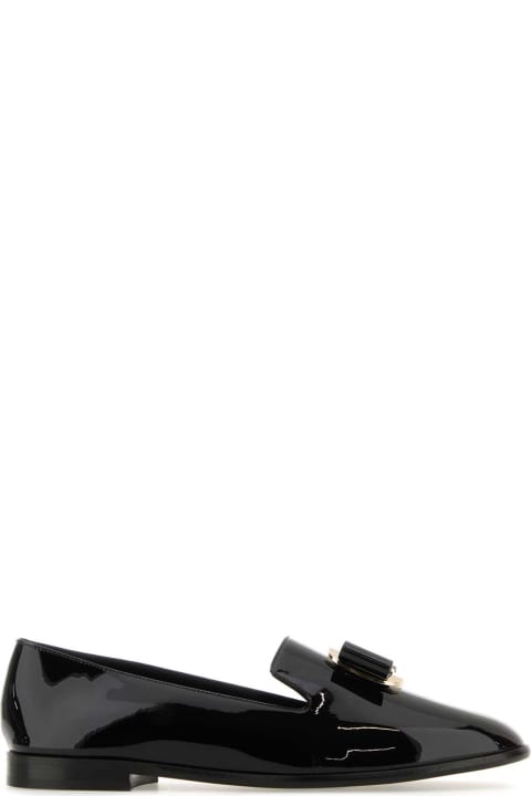 ウィメンズ Ferragamoのフラットシューズ Ferragamo Black Leather Zamira Loafers