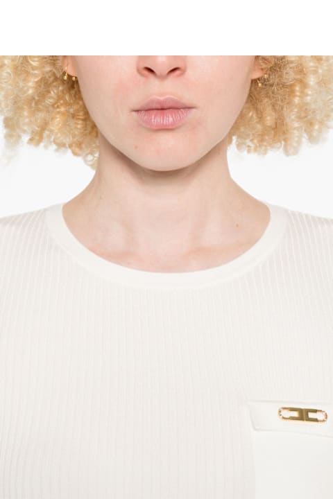 Homeware Elisabetta Franchi Elisabetta Franchi White Short-sleeved Sweater