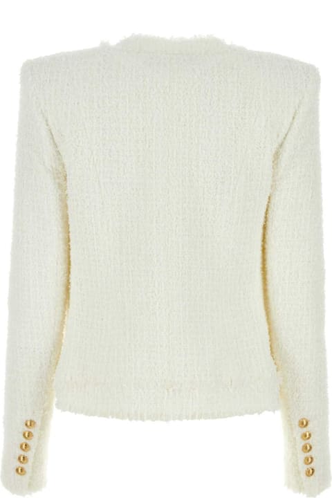 Balmain Sweaters for Women Balmain White Tweed Blazer