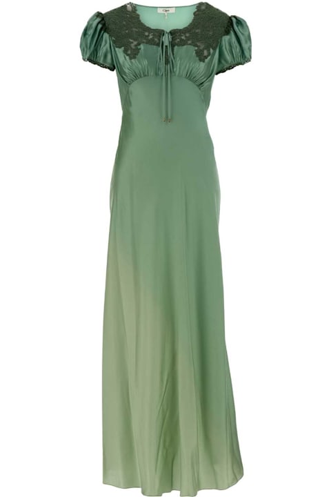 Chloé Green Satin Long Dress