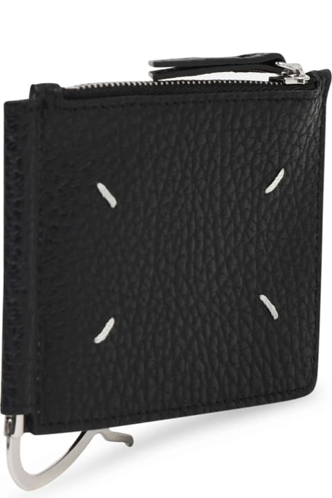 Maison Margiela Wallets for Women Maison Margiela 'four Stitches' Black Leather Card Holder