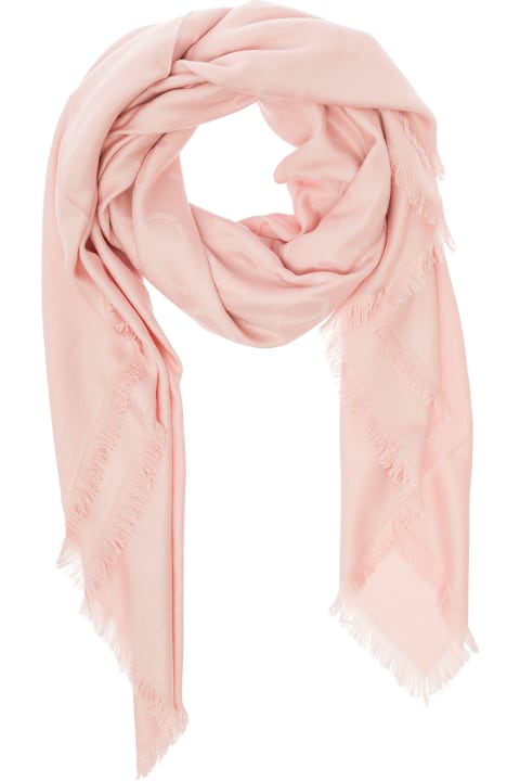 TwinSet Scarves & Wraps for Women TwinSet Pink Kefiah With Fringed Hem In Jacquard Viscose Woman