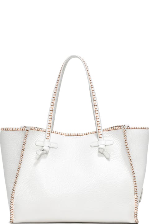 White Soft Leather Shopping Bag