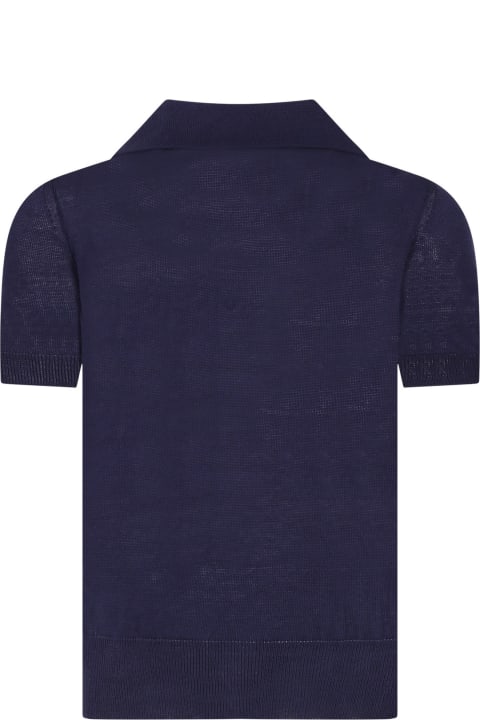 Neil Barrett T-Shirts & Polo Shirts for Boys Neil Barrett Blue Polo Shirt With Iconic Thunderbolt For Boy