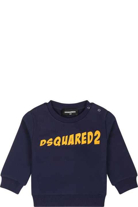 Sale for Baby Girls Dsquared2 Blue Sweatshirt For Baby Boy With Logo