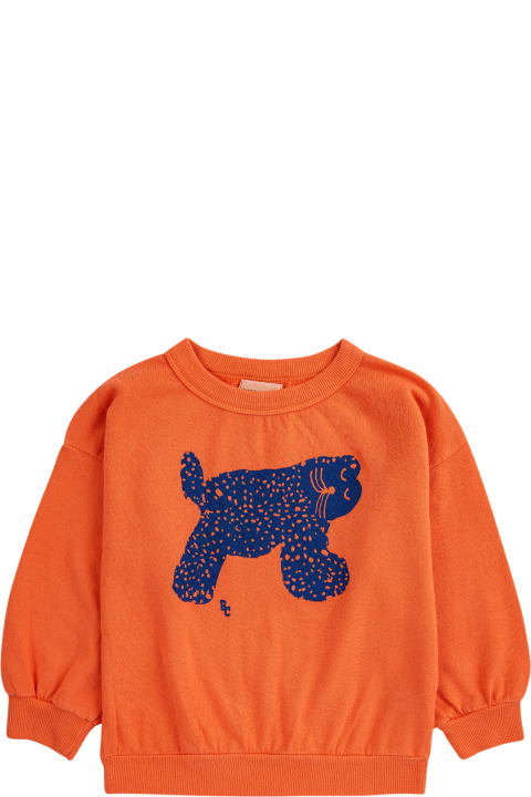 Bobo Choses Kids Bobo Choses Orange Sweatshirt For Kids With Cheetah