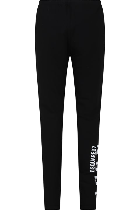 ボーイズ Dsquared2のボトムス Dsquared2 Black Leggings For Girl With Logo