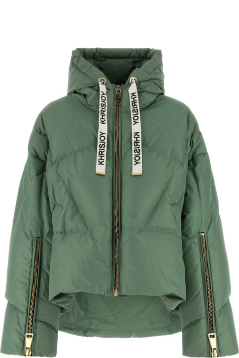 Khrisjoy Clothing for Women Khrisjoy Sage Green Polyester Down Jacket