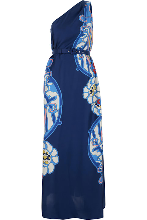 La DoubleJ for Men La DoubleJ 'roy' Multicolor Silk Long Dress With Elastic Belt On The Front And All-over Floral Print Woman
