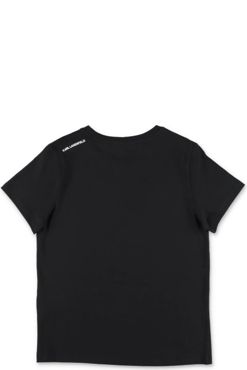 Karl Lagerfeld T-shirt Nero In Jersey Di Cotone Bambino