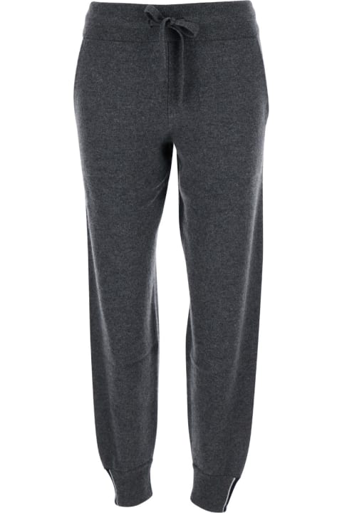 Thom Browne سراويل طويلة وقصيرة لـ السيدات Thom Browne Grey Pants With Drawstring In Cashmere Woman