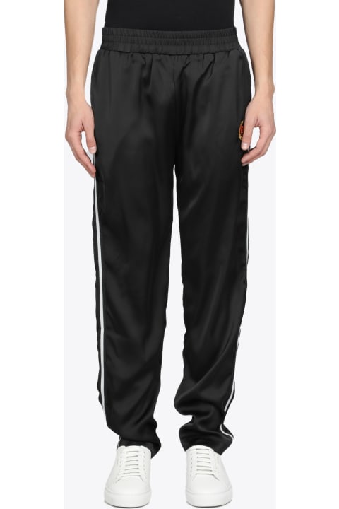 Academy Tracksuit Black satin track pant with side band - Academy tracksuit
