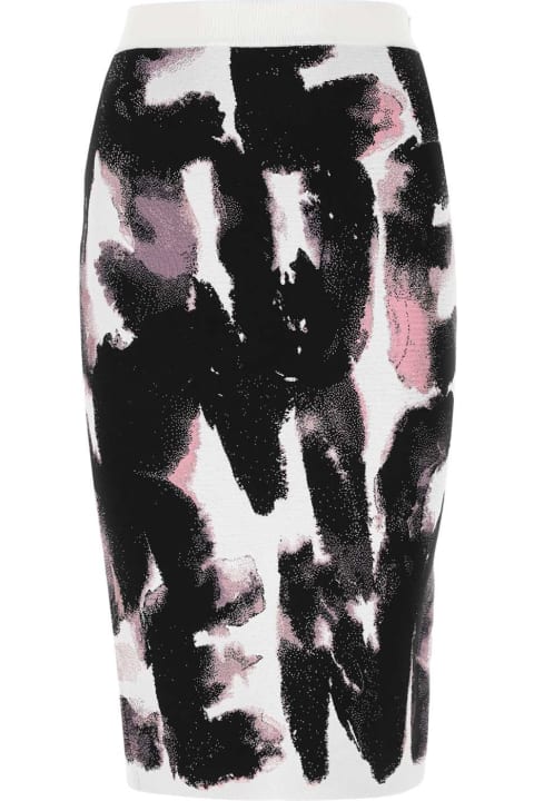 Fashion for Women Alexander McQueen Embroidered Stretch Viscose Blend Skirt