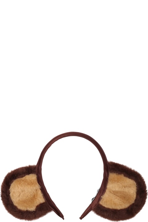 ガールズ Mini Rodiniのアクセサリー＆ギフト Mini Rodini Brown Headband For Girl With Ears