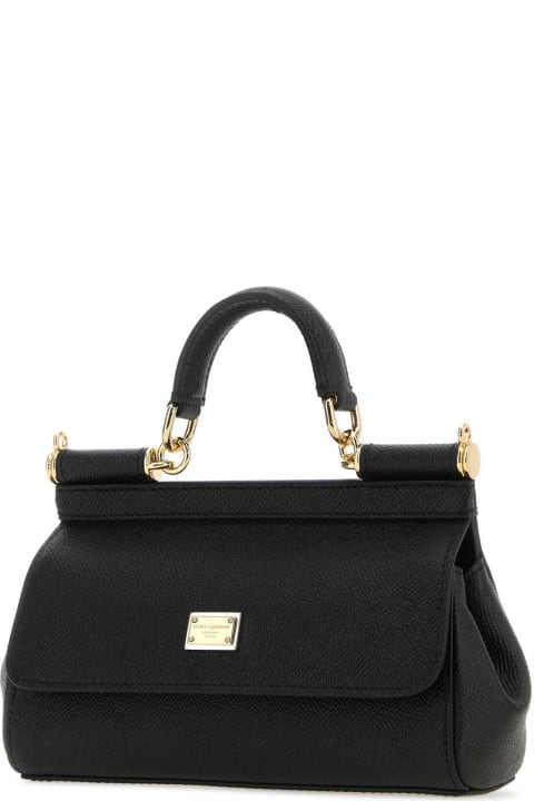 Sale for Women Dolce & Gabbana Black Leather Small Sicily Handbag