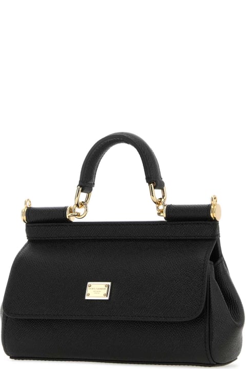 Dolce & Gabbana Black Leather Small Sicily Handbag