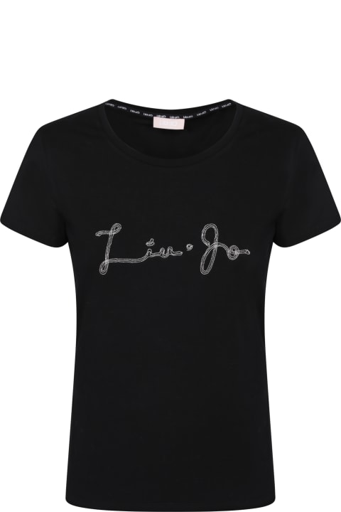 Liu-Jo Topwear for Women Liu-Jo Front Logo Black T-shirt By Liu Jo