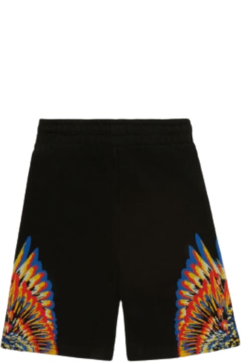 Marcelo Burlon Kids Boy's Black Cotton Shorts With Tempera Wings Print