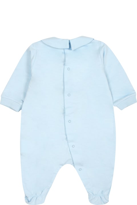 Fashion for Baby Girls Moschino Light Blue Babygrow For Baby Boy With Teddy Bear
