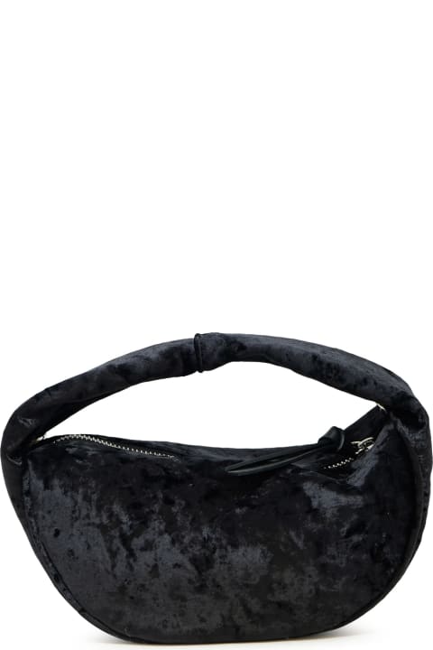 ウィメンズ新着アイテム BY FAR By Far Baby Cush Black Crushed Velvet Handbag