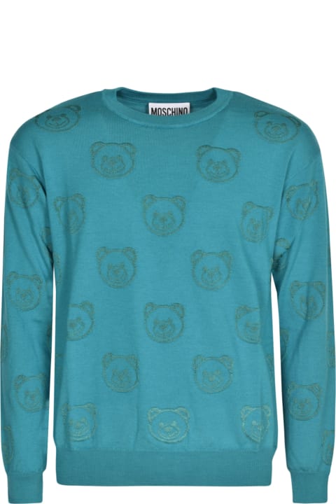 Sweaters for Men Moschino Bear Logo Ribbed Sweater