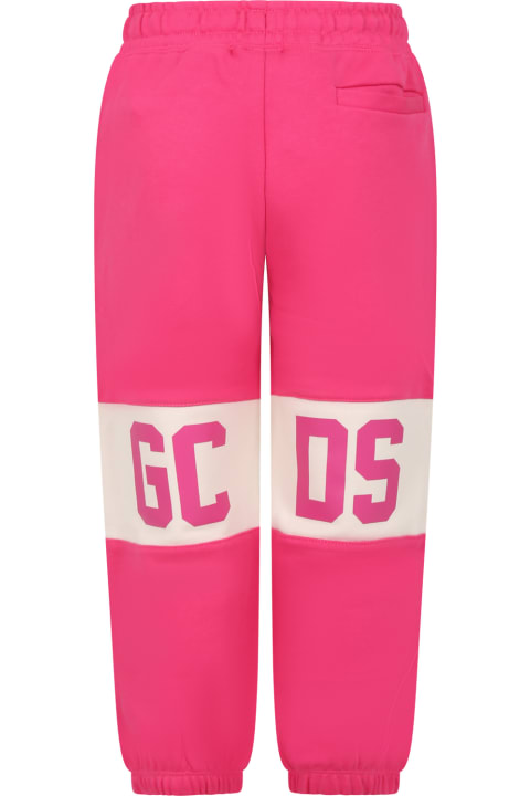 GCDS Mini Bottoms for Girls GCDS Mini Fuchsia Trousers For Girl With Logo