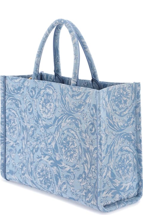 メンズ Versaceのトートバッグ Versace Athena Logo Embroidered Tote Bag