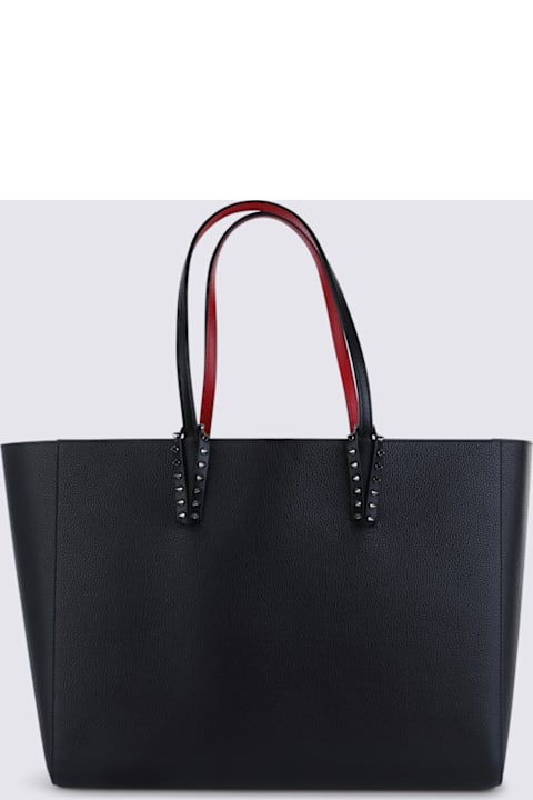 Black Calf Leather And Spikes Cabata Soft Large Tote Bag