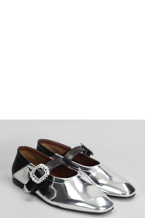 Wales Bonner Flat Shoes for Women Wales Bonner Ballerina Buckle Ballet Flats In Silver Leather