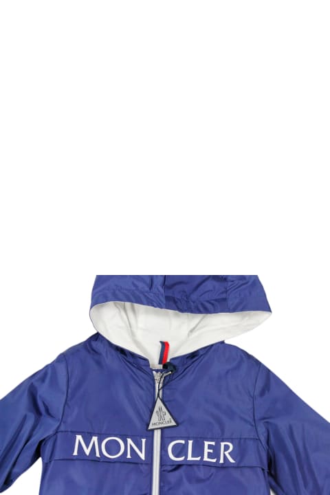 Fashion for Baby Boys Moncler Erdvile Jacket In Light Nylon With Hood And Zip Closure With Logo Printed On The Chest, Internally Lined In Jersey.