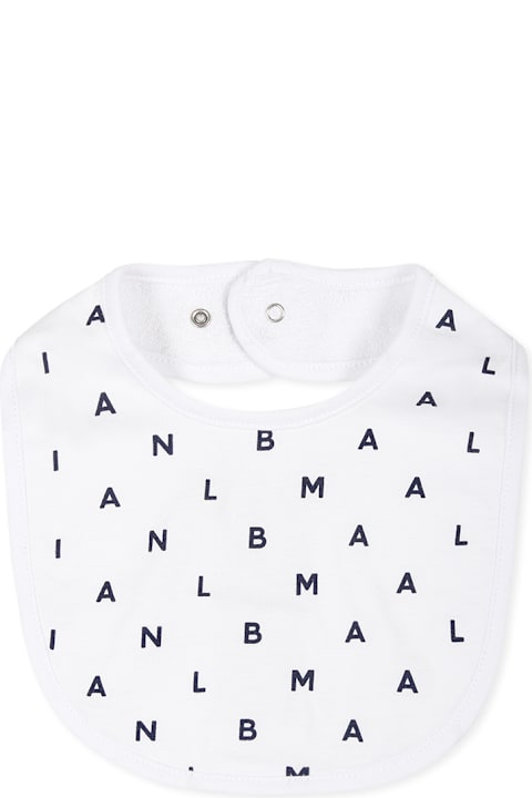 Balmain Accessories & Gifts for Baby Girls Balmain White Bib Set For Baby Kids With Logo