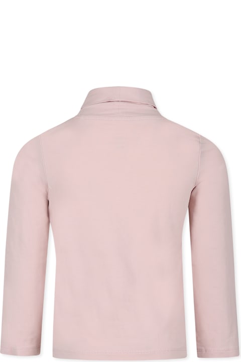 Calvin Klein قمصان بياقة دائرية وقمصان البولو لـ بنات Calvin Klein Pink Turtleneck For Girl With Logo