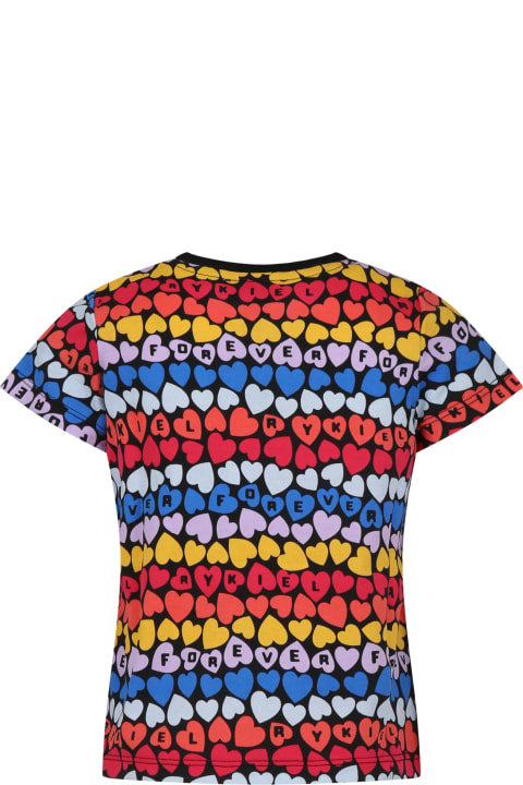 Rykiel Enfant T-Shirts & Polo Shirts for Girls Rykiel Enfant T-shirt Multicolore Pour Fille Avec Coeurs Et Logo