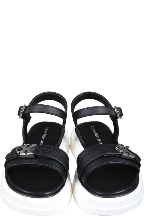 Shoes for Girls Calvin Klein Black Sandals For Girl With Logo