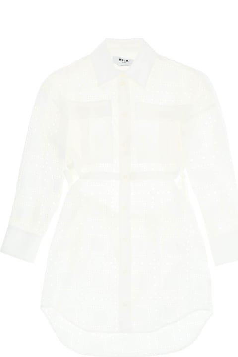 أدوات منزلية MSGM Broderie Mini Shirt Dress With Cut-out