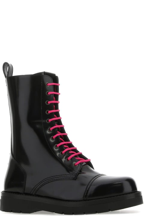 Valentino Garavani Boots for Men Valentino Garavani Black Leather Combat Boots