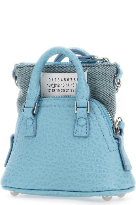 Fashion for Women Maison Margiela Light Blue Leather And Fabric 5ac Classique Baby Handbag