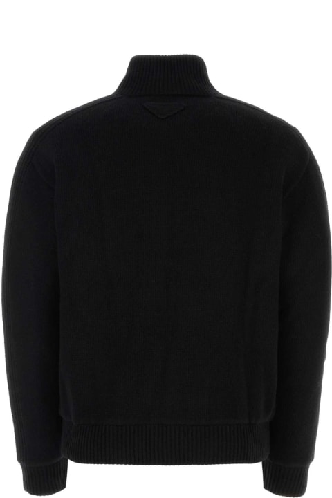 Sweaters for Men Prada Black Wool Blend Cardigan