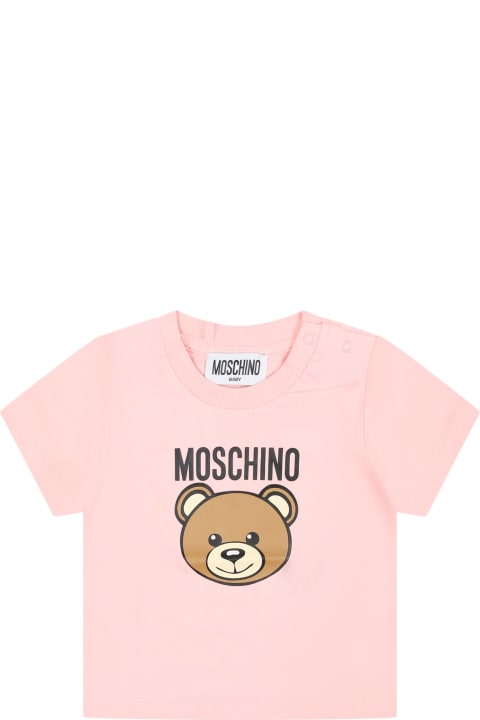 Pink T-shirt For Baby Girl With Teddy Bear