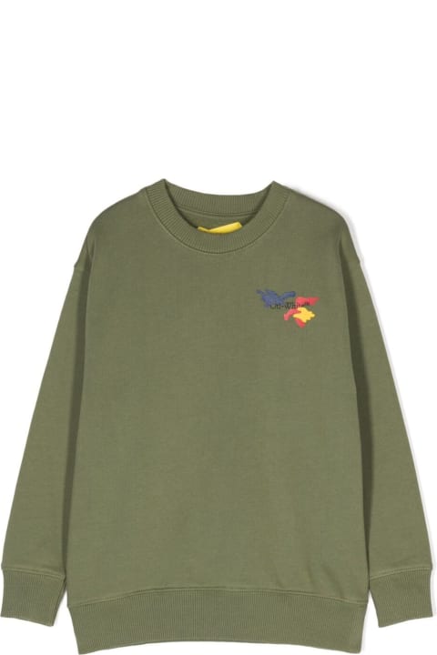 Off-White for Kids Off-White Green Long-sleeved Sweatshirt With 'arrow Camouflage' Motif In Cotton Boy