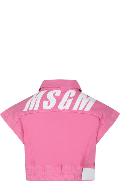 キッズ新着アイテム MSGM Pink Jacket For Girl With Logo
