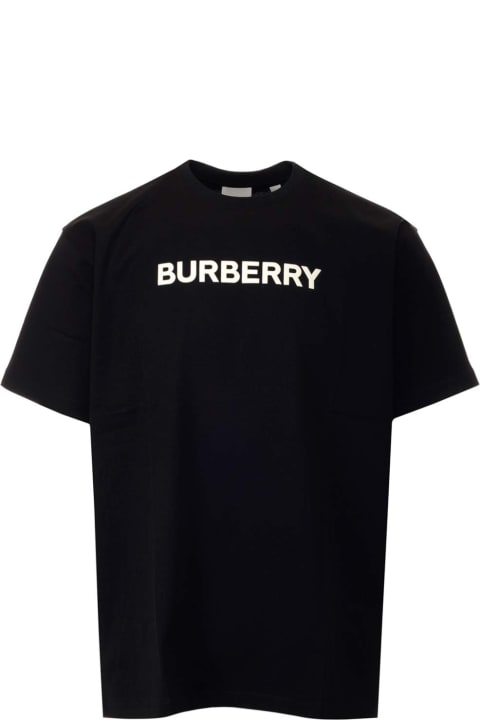 Topwear for Men Burberry Black T-shirt With Logo