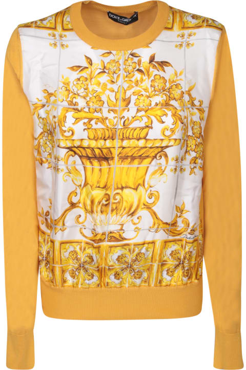 Fleeces & Tracksuits for Women Dolce & Gabbana Maiolica Yellow Sweater