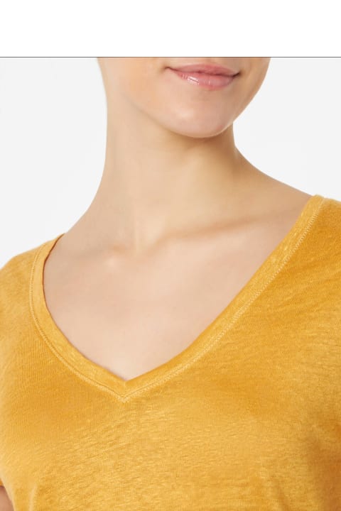 أدوات منزلية MC2 Saint Barth Woman Ochre Linen T-shirt
