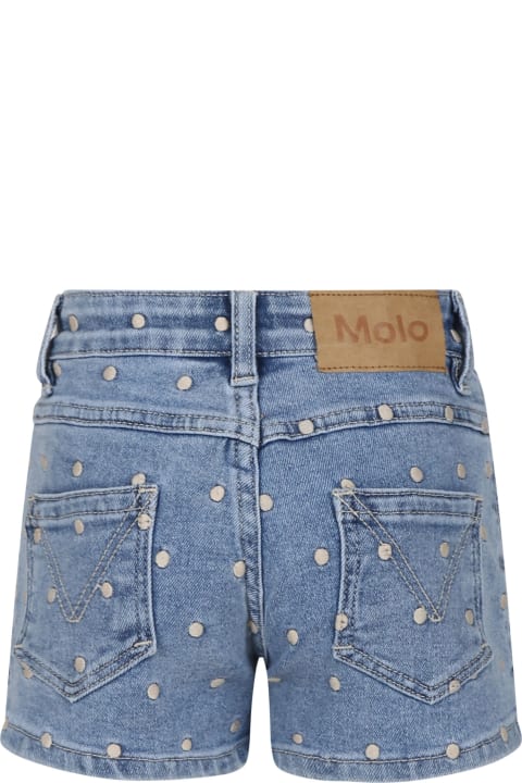 ガールズ Moloのボトムス Molo Blue Shorts For Girl With Polka Dots